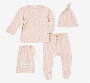 Elegant Baby Blush Floral Organic Pointelle Cotton Layette Set
