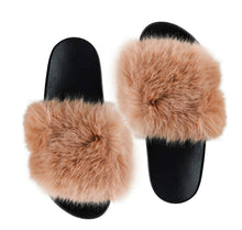 Load image into Gallery viewer, Camel Faux Fur Slides
