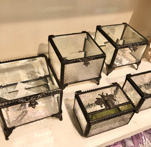 Bee Textured Glass Trinket Box