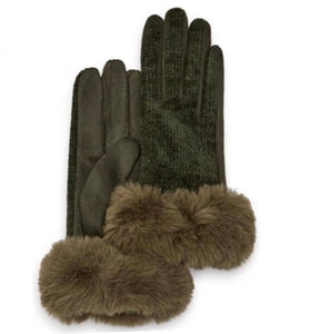 Comfy Luxe Chenille Fur Trim Gloves