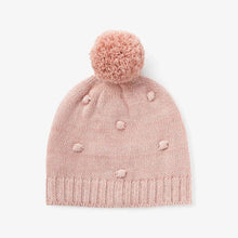 Load image into Gallery viewer, Elegant Baby Pink Popcorn Knit Baby Cardigan + Pom Pom Hat
