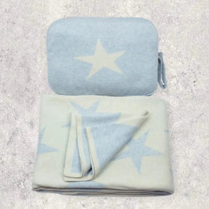 Baby Travel Blanket (Pink Heart, Blue Star)