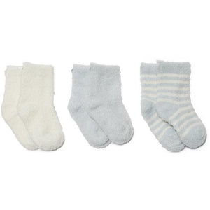 Barefoot Dreams CozyChic Lite Infant Socks, 3 Pack (Pink, Blue, or Pewter)