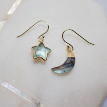 Load image into Gallery viewer, Moon and Star Mismatched Drop Earrings
