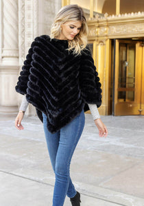 Knitted Faux Fur Poncho