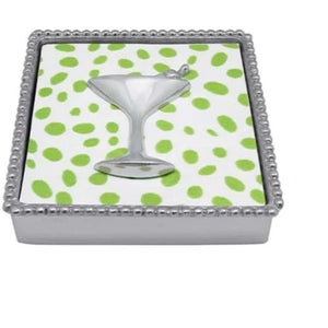 Mariposa Beaded Silver Napkin Box