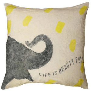 "Life is Beauty Full" Elephant Pillow
