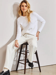 Emma Crewneck Shaker Sweater, White
