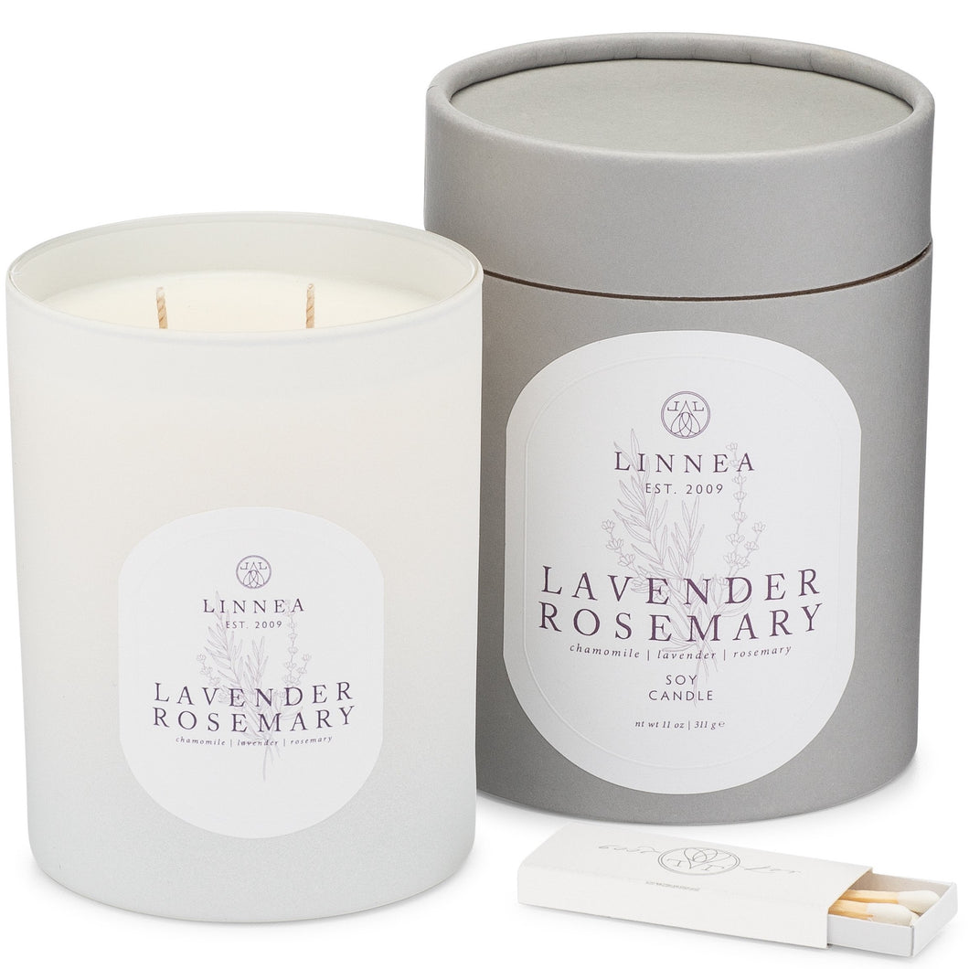 Linnea 2-Wick Lavender Rosemary Soy Candle