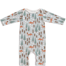 Load image into Gallery viewer, Organic Cotton Long Sleeve Romper - Blue Foxes
