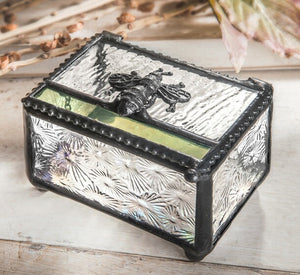 Bee Textured Glass Trinket Box