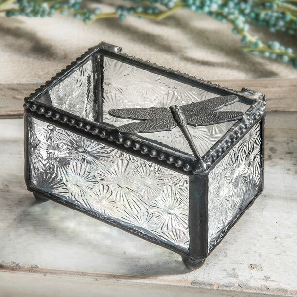 Dragonfly Textured Glass Box