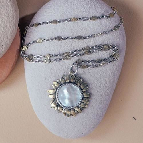 Waxing Poetic Moon Daisy White Pearl Pendant