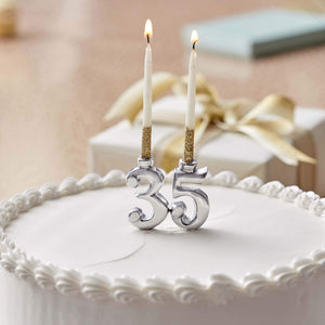 Mariposa Silver Birthday Cake Candle Set