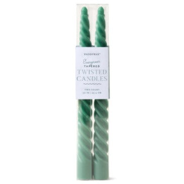 Twisted Taper Candles - Set of Two (Evergreen or Ivory)